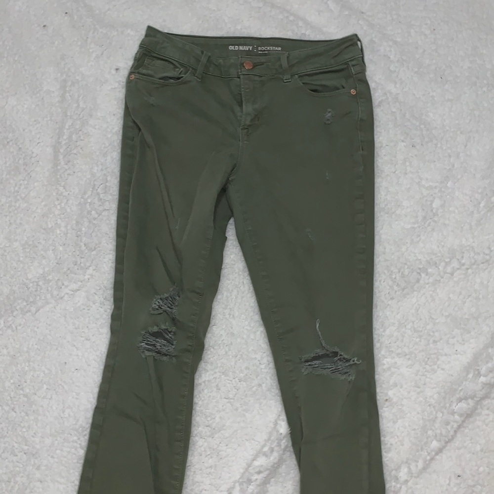 Green ripped skinny jeans